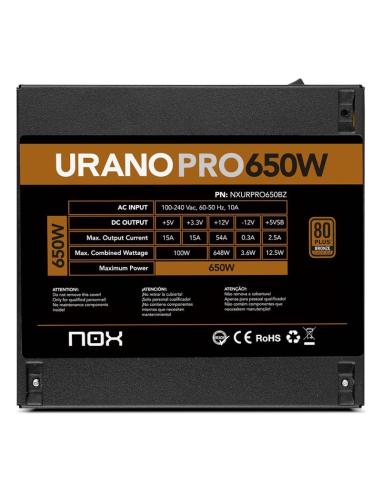 Nox fuente atx urano pro 650w bronze