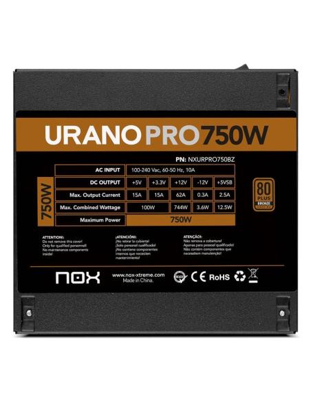 Nox fuente atx urano pro 750w bronze