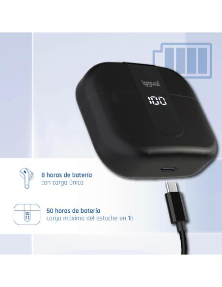 Iggual auriculares inalámbricos tws bluetooth negr