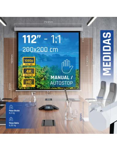 Iggual pantalla manual 1:1 112" 200x200 cm