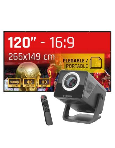 Iggual pack proyector 4k + lona proyección120"