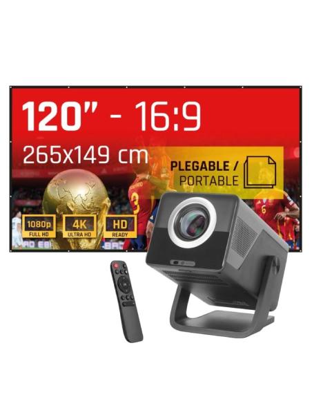 Iggual pack proyector 4k + lona proyección120"