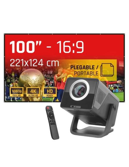Iggual pack proyector 4k + lona proyección100"