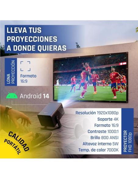 Iggual pack proyector 4k + lona proyección100"