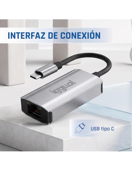 Iggual adaptador tipo c a rj45 gigabit 1000mbps