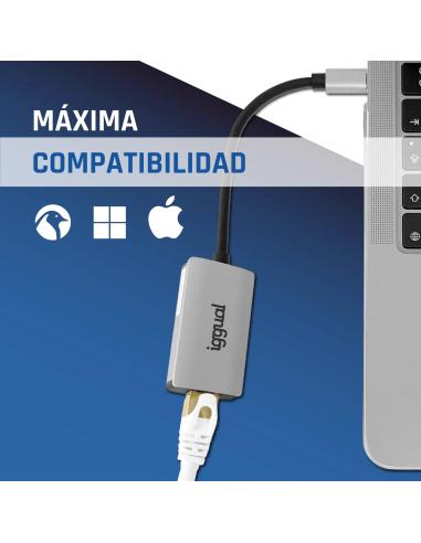 Iggual adaptador tipo c a rj45 gigabit 1000mbps