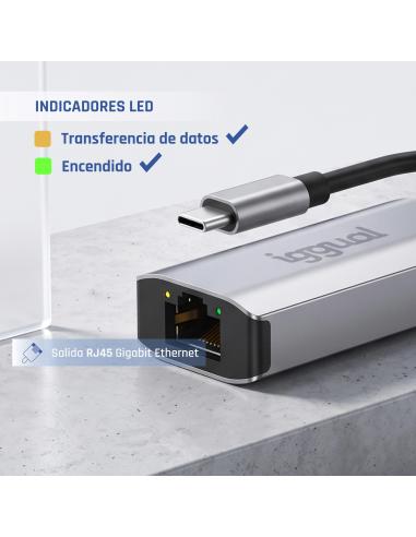 Iggual adaptador tipo c a rj45 gigabit 1000mbps
