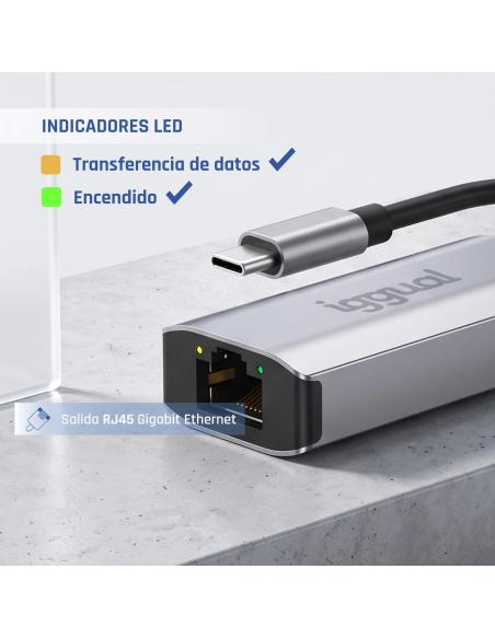 Iggual adaptador tipo c a rj45 gigabit 1000mbps