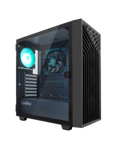 CAJA ATX COOLBOX GAMING GA300B GRIDLINE BLACK SIN FUENTE CRISTAL TEMPLADO ARGB