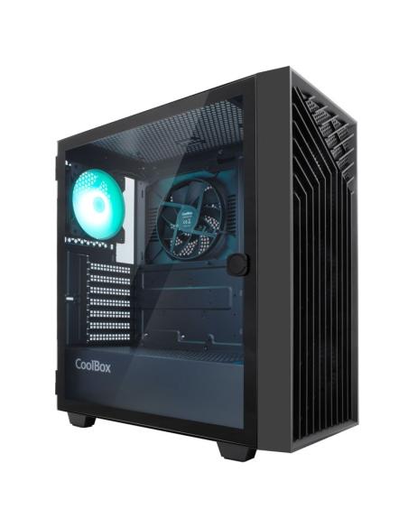 CAJA ATX COOLBOX GAMING GA300B GRIDLINE BLACK SIN FUENTE CRISTAL TEMPLADO ARGB