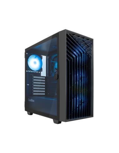 CAJA ATX COOLBOX GAMING GA300B GRIDLINE BLACK SIN FUENTE CRISTAL TEMPLADO ARGB