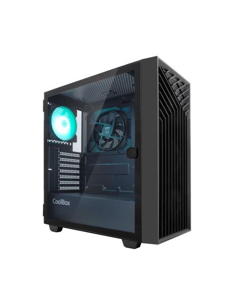 CAJA ATX COOLBOX GAMING GA300B GRIDLINE BLACK SIN FUENTE CRISTAL TEMPLADO ARGB