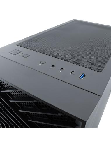 CAJA ATX COOLBOX GAMING GA300B GRIDLINE BLACK SIN FUENTE CRISTAL TEMPLADO ARGB