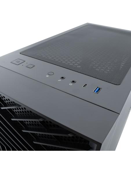 CAJA ATX COOLBOX GAMING GA300B GRIDLINE BLACK SIN FUENTE CRISTAL TEMPLADO ARGB