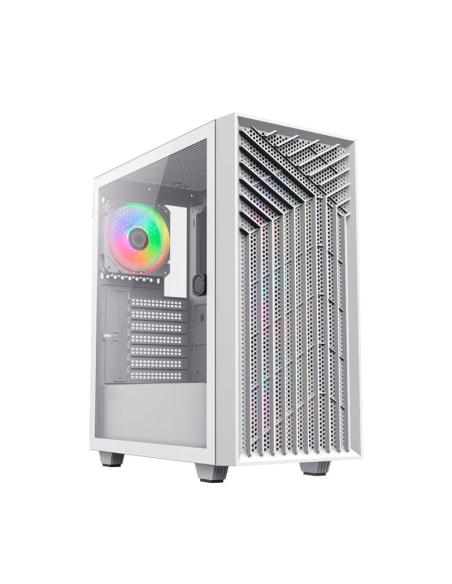 CAJA ATX COOLBOX GAMING GA300W GRIDLINE WHITE SIN FUENTE CRISTAL TEMPLADO ARGB