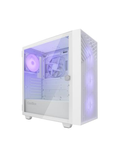 CAJA ATX COOLBOX GAMING GA300W GRIDLINE WHITE SIN FUENTE CRISTAL TEMPLADO ARGB