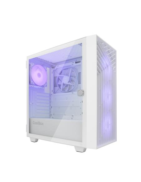CAJA ATX COOLBOX GAMING GA300W GRIDLINE WHITE SIN FUENTE CRISTAL TEMPLADO ARGB