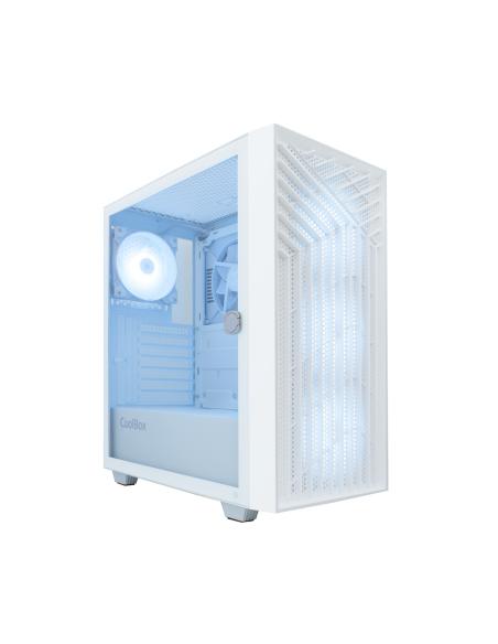 CAJA ATX COOLBOX GAMING GA300W GRIDLINE WHITE SIN FUENTE CRISTAL TEMPLADO ARGB