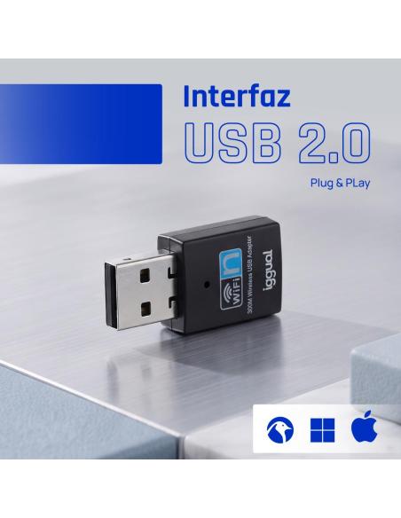 Iggual adaptador usb wifi 300 mbps mono 2.4ghz