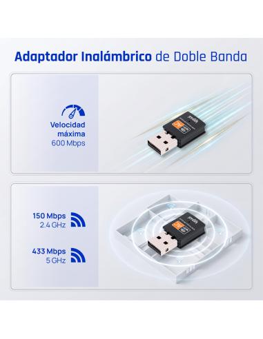 Iggual adaptador usb wifi 600 mbps dual 2.4g/5g