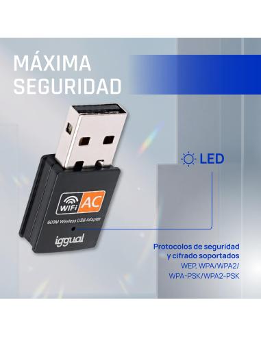 Iggual adaptador usb wifi 600 mbps dual 2.4g/5g