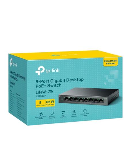 Tp-link ls108gp switch 8xgb poe+ 62w desktop