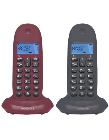 Motorola c1002 lb+ telefono dect duo gris-granate