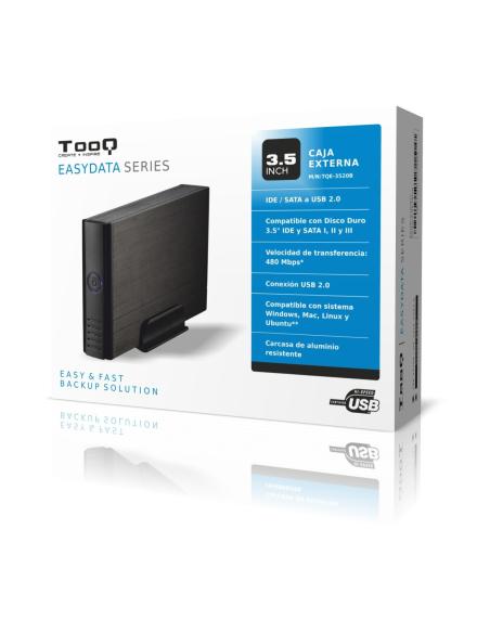 CARCASA DISCO DURO TOOQ 35P IDE-SATA A USB 2.0 NEGRA TQE-3520B