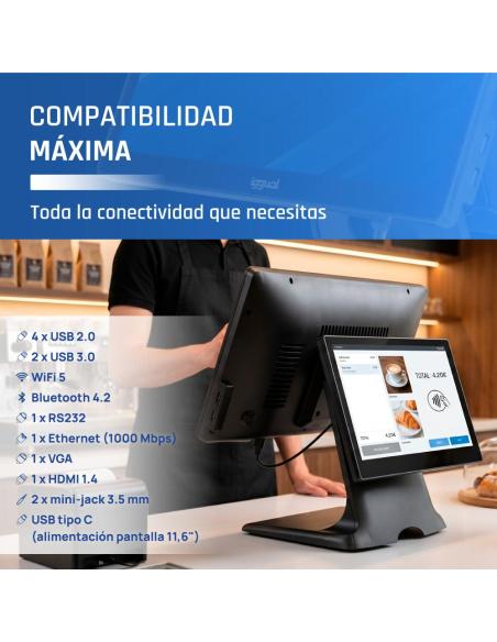 Iggual tpv dual 15,6" 11,6" 16:9 n100 8+256gb w11
