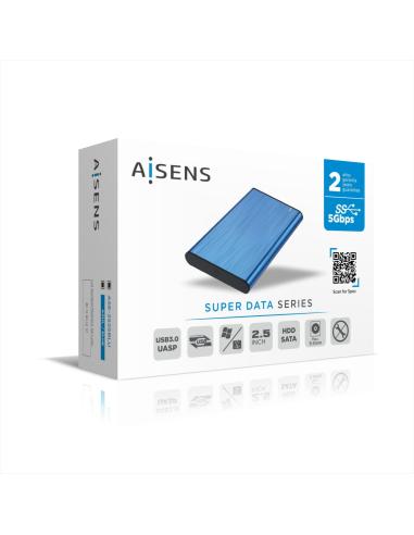 CAJA EXTERNA 2.5 9.5MM SATA A USB 3.0 3.1 GEN1 AZUL AISENS ASE-2525BLU