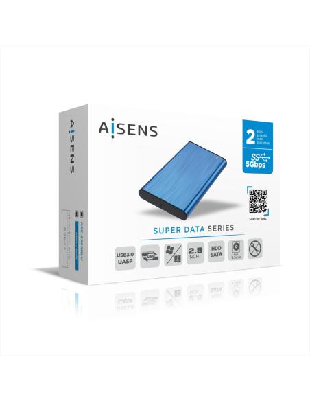 CAJA EXTERNA 2.5 9.5MM SATA A USB 3.0 3.1 GEN1 AZUL AISENS ASE-2525BLU