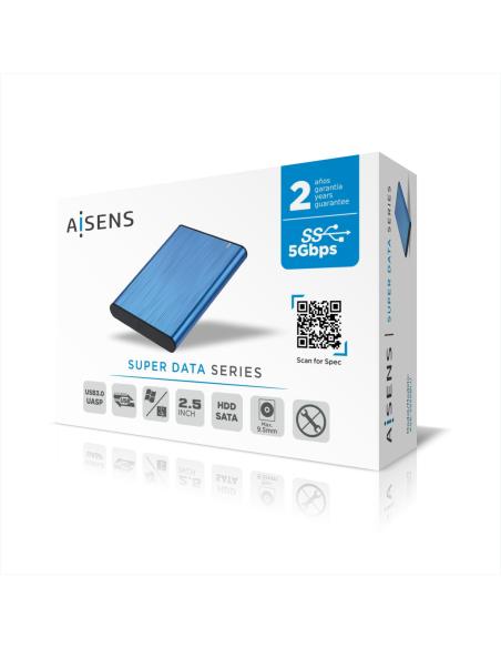 CAJA EXTERNA 2.5 9.5MM SATA A USB 3.0 3.1 GEN1 AZUL AISENS ASE-2525BLU