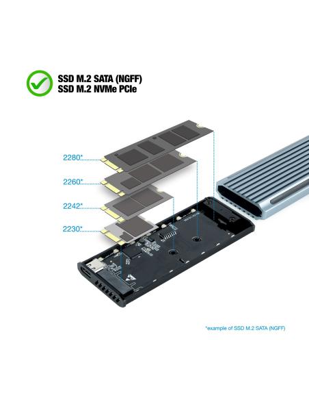 CAJA EXTERNA M.2 NGFFNVME USB3.1 GEN2 USB-A RGB GRIS TQE-2221G