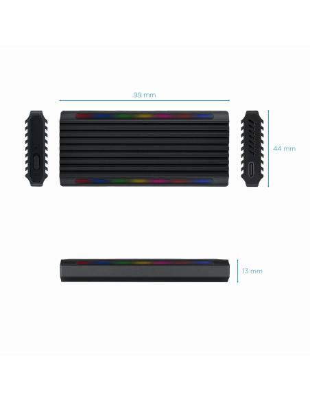 CAJA EXTERNA M.2 NGFFNVME USB3.1 GEN2 USB-C RGB NEGRO TQE-2222B