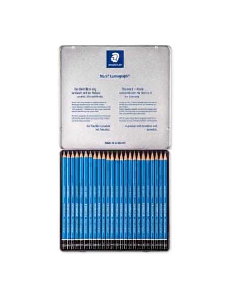 ESTUCHE DE METAL CON 24 LÁPICES, GRADUACIONES STAEDTLER 100 G24