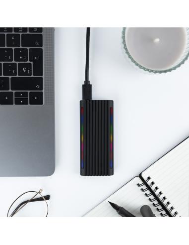 CAJA EXTERNA M.2 NGFFNVME USB3.1 GEN2 USB-C RGB NEGRO TQE-2222B