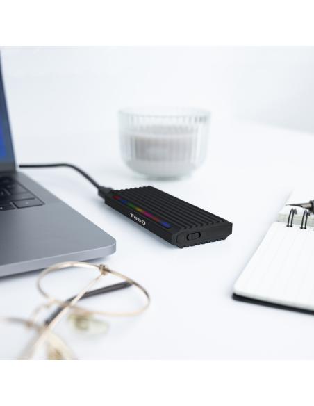 CAJA EXTERNA M.2 NGFFNVME USB3.1 GEN2 USB-C RGB NEGRO TQE-2222B