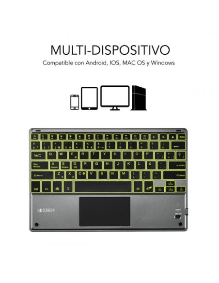 SUBBLIM Teclado Bluetooth Smart Backlit BT Keyboard Touchpad Grey