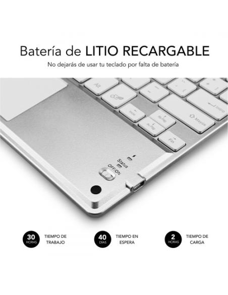 SUBBLIM Teclado Bluetooth Smart Backlit BT Keyboard Touchpad Silver