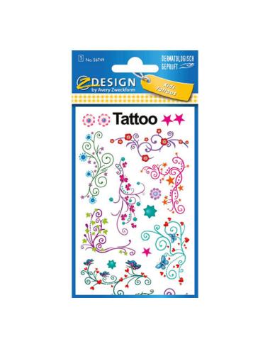 SOBRE CON 1 HOJA 76X120MM Y 9 PEGATINAS TATOO MODA AVERY 56749
