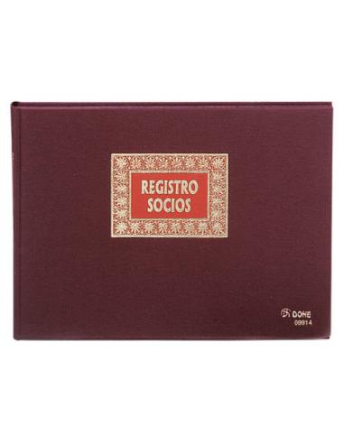 LIBRO DE REGISTROS REGISTRO SOCIOS FOLIO APAISADO 100 HOJAS NUMERADAS DOHE 09914