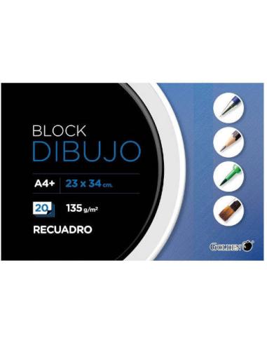 CUADERNO DE DIBUJO A4+ 135 GR. 20 HOJAS CON RECUADRO ENCOLADO 2 TALADROS GOLDEN 324276