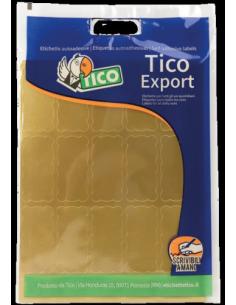 PAQUETE 10 HOJAS ETIQUETAS SATINADAS ORO 45X21 MM TICO E-GL-4521