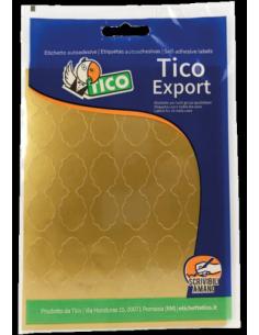 PAQUETE 10 HOJAS ETIQUETAS SATINADAS ORO 48X18 MM TICO E-GL-4818