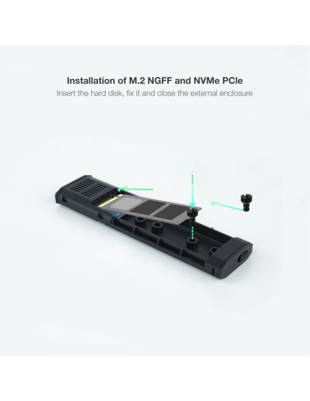 CAJA EXTERNA M.2 NGFFNVME USB3.1 GEN2 GRIS TOOQ TQE-2223G