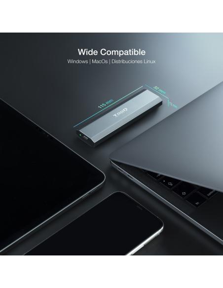 CAJA EXTERNA M.2 NGFFNVME USB3.1 GEN2 GRIS TOOQ TQE-2223G