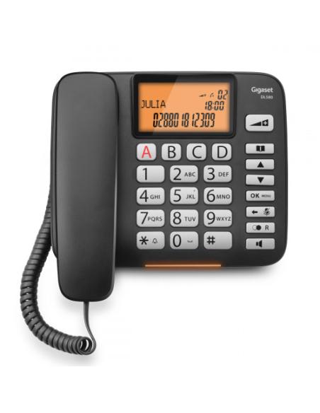 Gigaset DL 580 teléfono Teléfono analógico Negro Identificador de llamadas