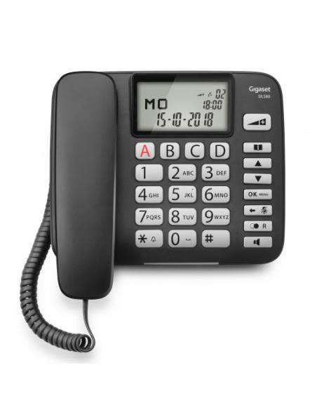 Gigaset DL 580 teléfono Teléfono analógico Negro Identificador de llamadas