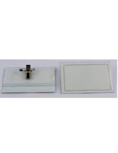 CAJA 50 FUNDAS IDENTIFICACION PVC RIGIDO APAISADO 55X87MM CON PINZA+IMPERDIBLE IBERPLAS 2076PI50