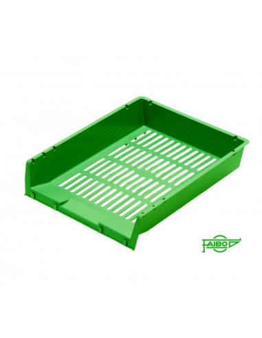 BANDEJA APILABLE DE PLASTICO 340X275X65 MM. COLOR VERDE FAIBO 90-04